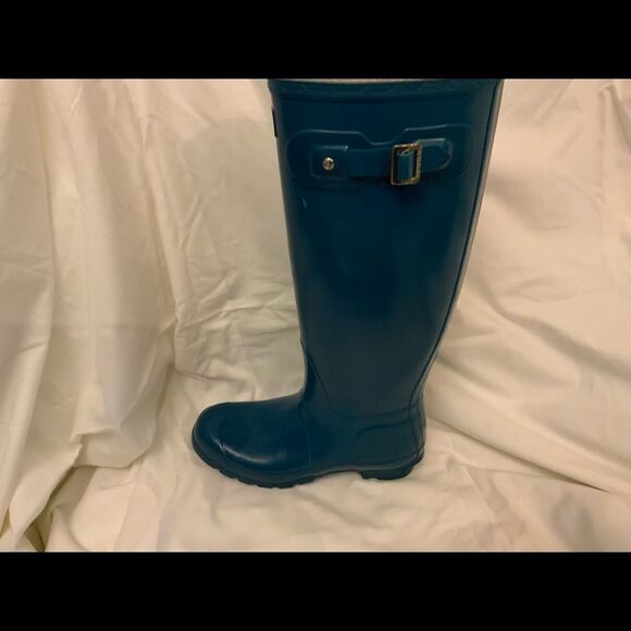 Hunter W23616 Unisex Original Gloss Blue Rain Boots US 7M/8F  FX 0713 - Picture 1 of 11